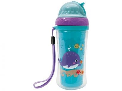 Copo Infantil Antivazamento com Canudo e Tampa - 250ml Buba Turminha Do Mar