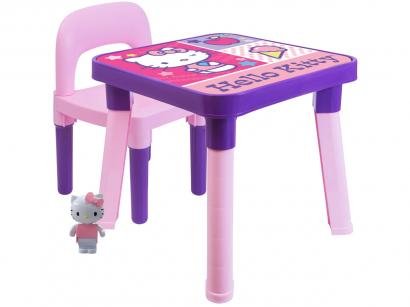 Mesa com Cadeira Infantil Escolar Monte Líbano - Hello Kitty com Acessórios