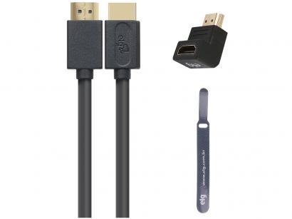 Cabo HDMI 4K 2.0v 1,8m HS18L - 19 Pinos Adaptador 90° ELG