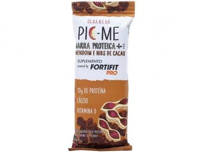 Barra de Proteína Fortifit Pro Pic-Me - Amendoim e Nibs de Cacau Zero Açúcar 40g