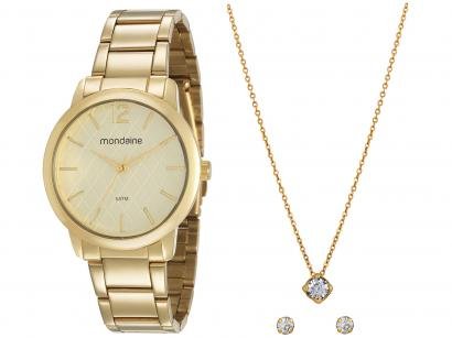 Relógio Feminino Mondaine Analógico - 53607LPMVDE1KG Dourado com Acessórios