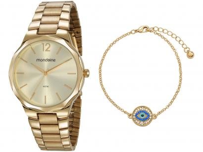 Relógio Feminino Mondaine Analógico - 53750LPMVDE1KB Dourado com Acessório