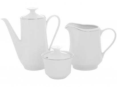 Aparelho de Café de Porcelana Schmidt Filete Prata - 3 Peças