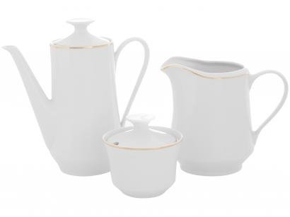 Aparelho de Café de Porcelana Schmidt Filete Ouro - 3 Peças