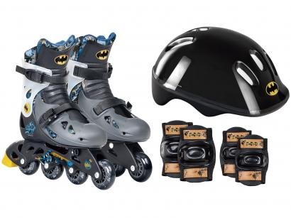 Patins 4 Rodas Infantil Fun Batman Preto - com Acessórios