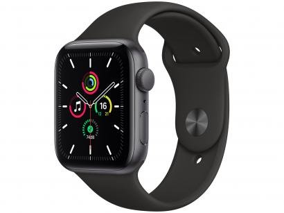 Apple Watch SE 44mm Cinza-Espacial GPS Integrado - Pulseira Esportiva Preta