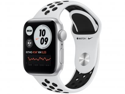Apple Watch Nike SE 40mm Prateada GPS - Pulseira Esportiva Platina e Preta