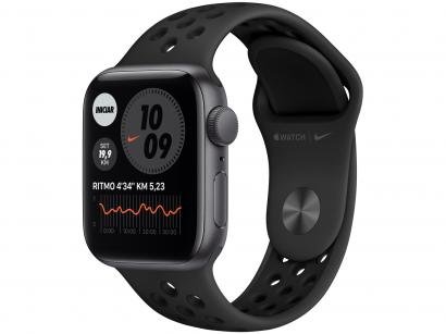 Apple Watch Nike SE 40mm Cinza-espacial GPS - Pulseira Esportiva Cinza-carvão e Preta