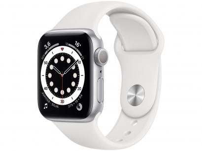 Apple Watch Series 6 40mm Prateada GPS - Pulseira Esportiva Branca
