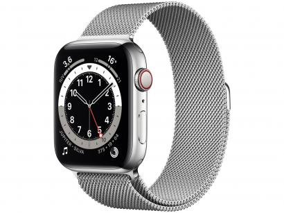 Apple Watch Series 6 44mm Prateada GPS + Cellular - Pulseira Estilo Milanês Prateada