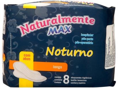 Absorvente Pós Parto Noturno Naturalmente - Max com Abas 8 Unidades