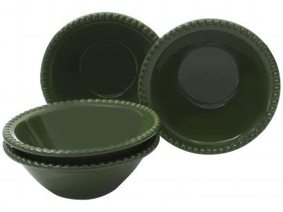 Conjunto de Bowls de Cerâmica Verde - Cerâmica Scalla 500ml Bolinha 4 Peças