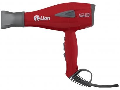 Secador de Cabelo Profissional Lion - Tutti Silenciar Vermelho e Cinza com Íons 2100W
