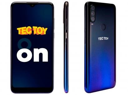 Smartphone TecToy On 128GB Azul 4GB RAM Tela 6,22 - Câm. Tripla + Selfie 8MP + Fone Bluetooth