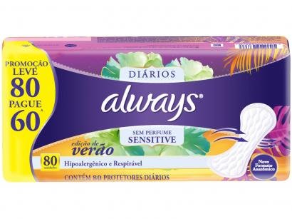 Protetor Diário Always Sensitive Edição de Verão - 80 Unidades