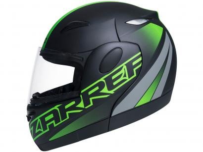 Capacete de Moto Articulado Taurus Zarref - V5 NEON Preto Fosco e Verde Tamanho 58