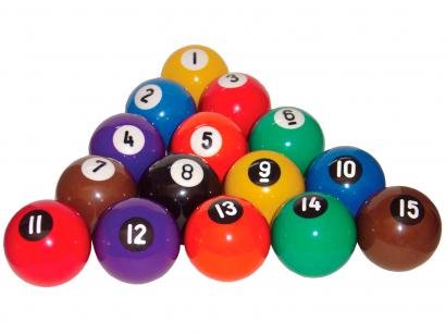 Jogo de Bola de Sinuca Bilhar Snooker Numerada - 54mm Procópio 051 15 Unidades