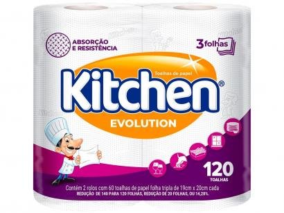 Papel Toalha Folha Tripla Kitchen Total Absorv - 2 Unidades