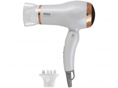 Secador de Cabelo Philco Travel Diamond PSC16 - Branco Dobrável com Íons Tourmaline 1200W 2 Vel.
