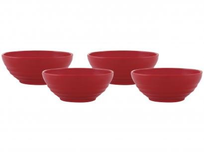 Conjunto de Bowls de Polipropileno Vermelho - Vemplast 500ml Tropical Oriental 4 Peças