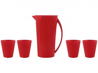 Conjunto de Jarra 2,5L e Copos 350ml - Vemplast Tropical Fresc 5 Peças