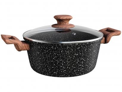 Caçarola Euro Alumínio Antiaderente com Tampa - Preta 4,8L24cm Colorstone Wooden