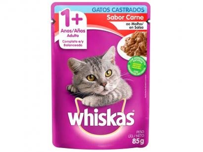 Ração Úmida para Gato Adulto Sachê - Whiskas Carne ao Molho 85g