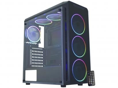 Gabinete Gamer K-Mex Infinity Streamer 2 CG-09G8 - RGB ATX 6 FANs Preto