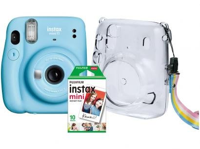 Instax Mini 11 Fujifilm Azul Flash Automático - com Acessórios