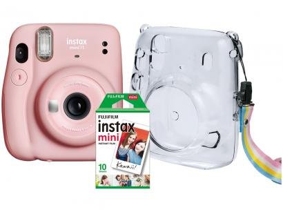 Instax Mini 11 Fujifilm Rosa Flash Automático - com Acessórios