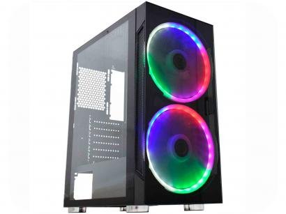 Gabinete Gamer K-Mex Anjo de Combate CG-01A1 - RGB ATX 6 FANs Preto