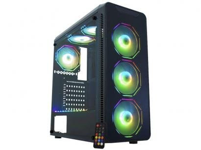 Gabinete Gamer K-Mex Infinity Polygon CG-08G8 - RGB ATX 6 FANs Preto