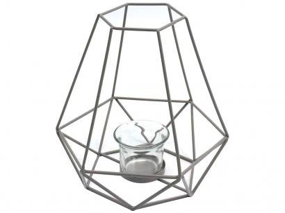 Lanterna Decorativa Vidro 19,5x18,5cm Inova - Metal Mandy