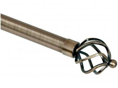 Varão de Cortina Extensível 1,20m a 2,10m 25/28mm - Evolux Ponteira Coroa Ouro Velho