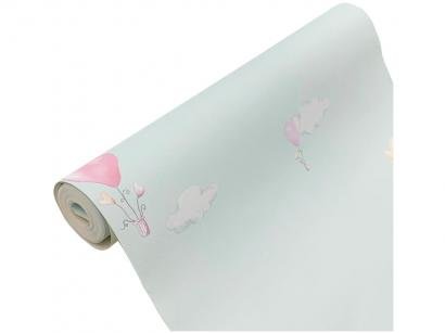 Papel de Parede Infantil Verde Balões Vinílico - Evolux 53x1000cm