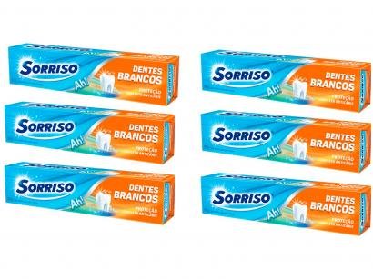 Creme Dental Clareador Sorriso Dentes Brancos - 90g 6 Unidades
