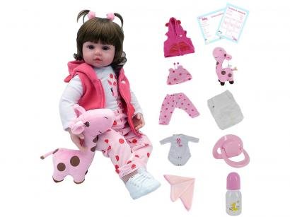 Boneca Reborn Mini Valentina Girafinha - 45cm com Acessórios Laura Baby