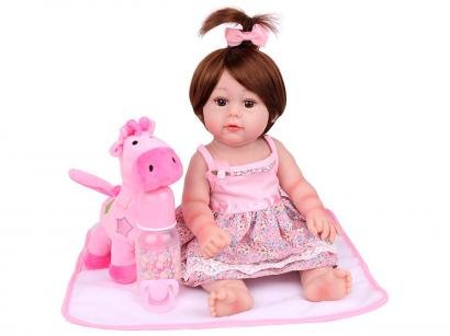 Boneca Reborn Luiza Girafinha 45cm com Acessórios - Laura Baby