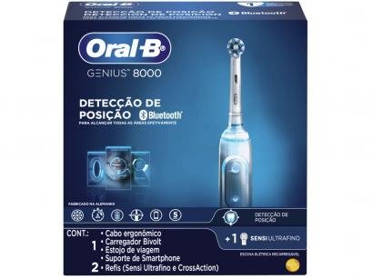 Escova de Dente Elétrica Recarregável Oral-B - Genius 8000 com Estojo de Viagem