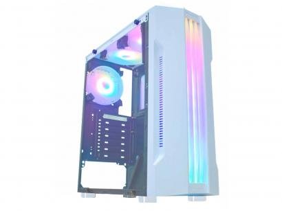 Gabinete Gamer K-Mex Bifrost White CG-04Q1 - RGB ATX 5 FANs Branco