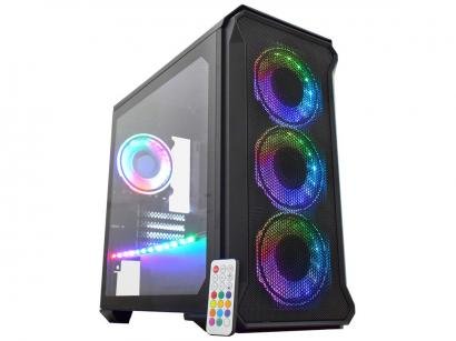 Gabinete Gamer K-Mex Exterminador CG-99RP - RGB ATX 6 FANs Preto