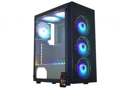 Gabinete Gamer K-Mex Asgard Polygon CG-02Z5 - RGB ATX 8 FANs Preto