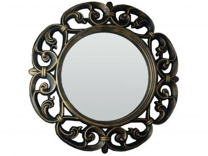 Espelho Decorativo Redondo com Moldura de Parede - Ouro Velho 60x60cm Inova Vênus