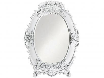 Espelho Decorativo Oval com Moldura de Mesa e - Parede Branco 30x21,5cm Inova Provence