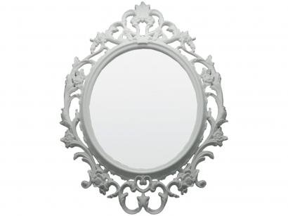Espelho Decorativo Oval com Moldura de Parede - Branco 82x57cm Inova Versa