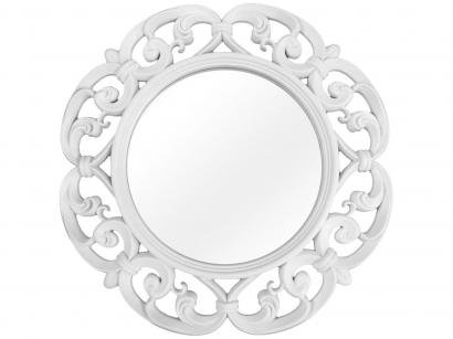 Espelho Decorativo Redondo com Moldura - de Parede Branco 60cm Inova Vênus