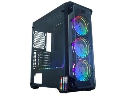 Gabinete Gamer K-Mex Dark Trooper Rítmico CG-05B1 - RGB ATX 8 FANs Preto