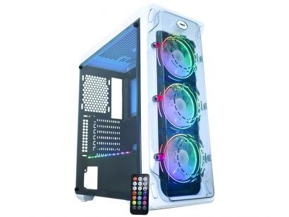 Gabinete Gamer K-Mex White Trooper Rítmico CG-06B1 - RGB ATX 8 FANs Branco
