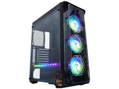Gabinete Gamer K-Mex Dark Trooper Polygon CG-03B1 - RGB ATX 8 FANs Preto