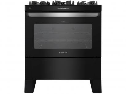 Fogão 5 Bocas Mesa de Vidro Atlas Preto - Acendimento Automático Agile Up Glass